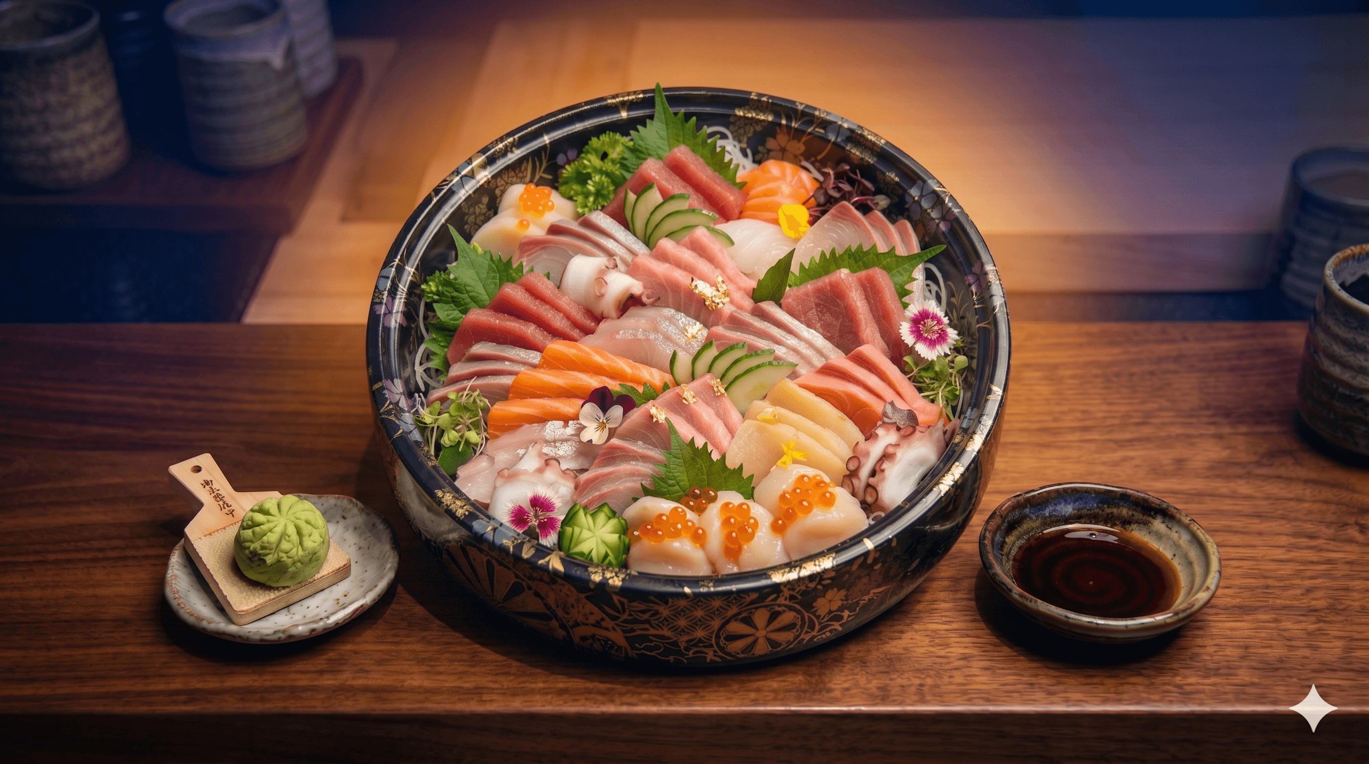 Small sashimi platter — salmon, kingfish, tuna and white fish hand-sliced fresh daily on the Gold Coast