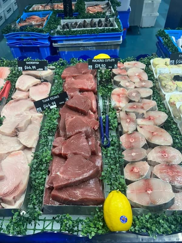 A selection of fish portions in the seafood counter