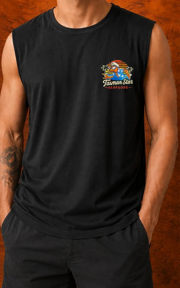 Tasman Star Singlet, Black, product photo 2