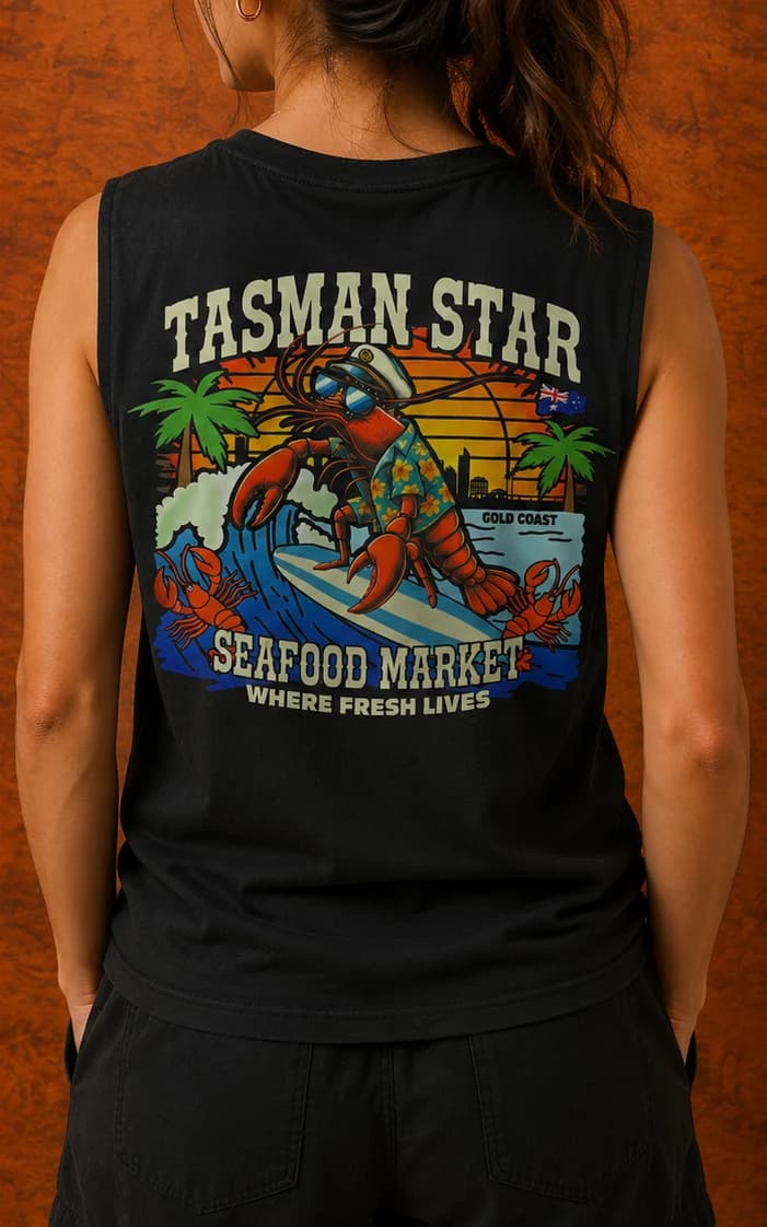 Tasman Star Singlet, Black, product photo 3