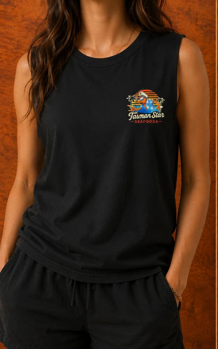 Tasman Star Singlet, Black, product photo 4