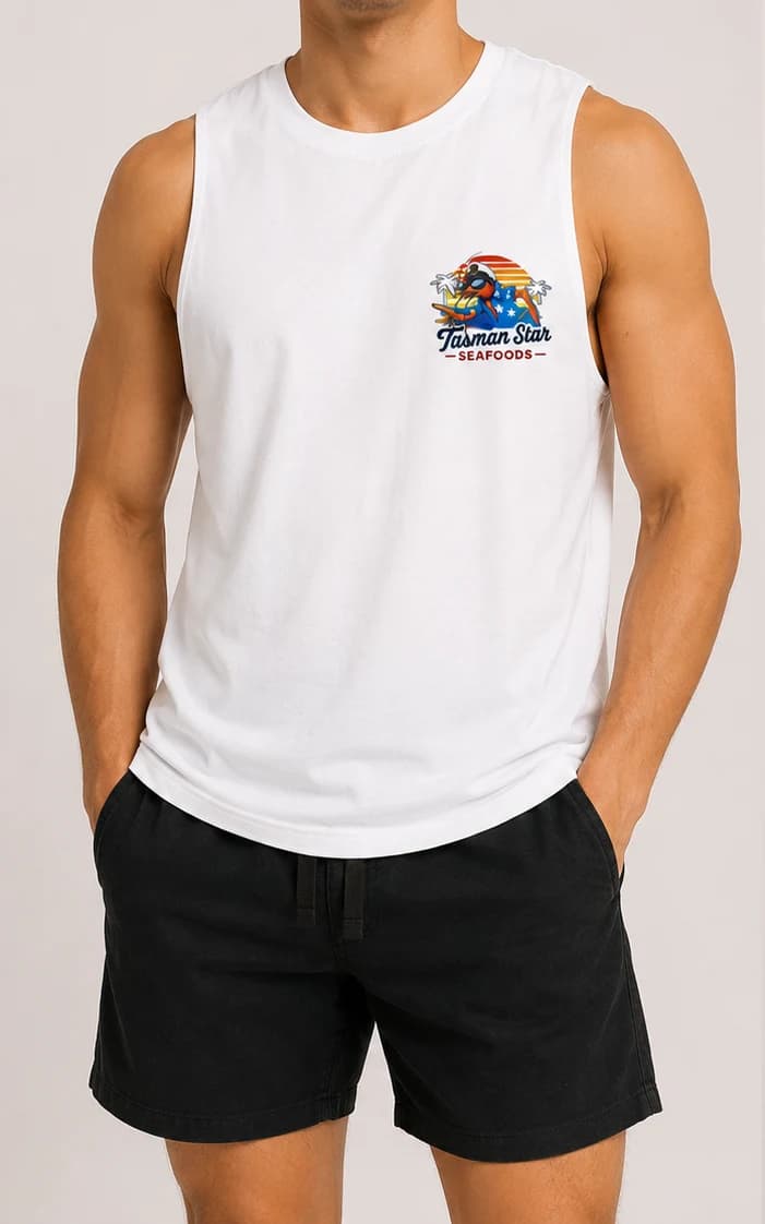 Tasman Star Singlet, White, product photo 2