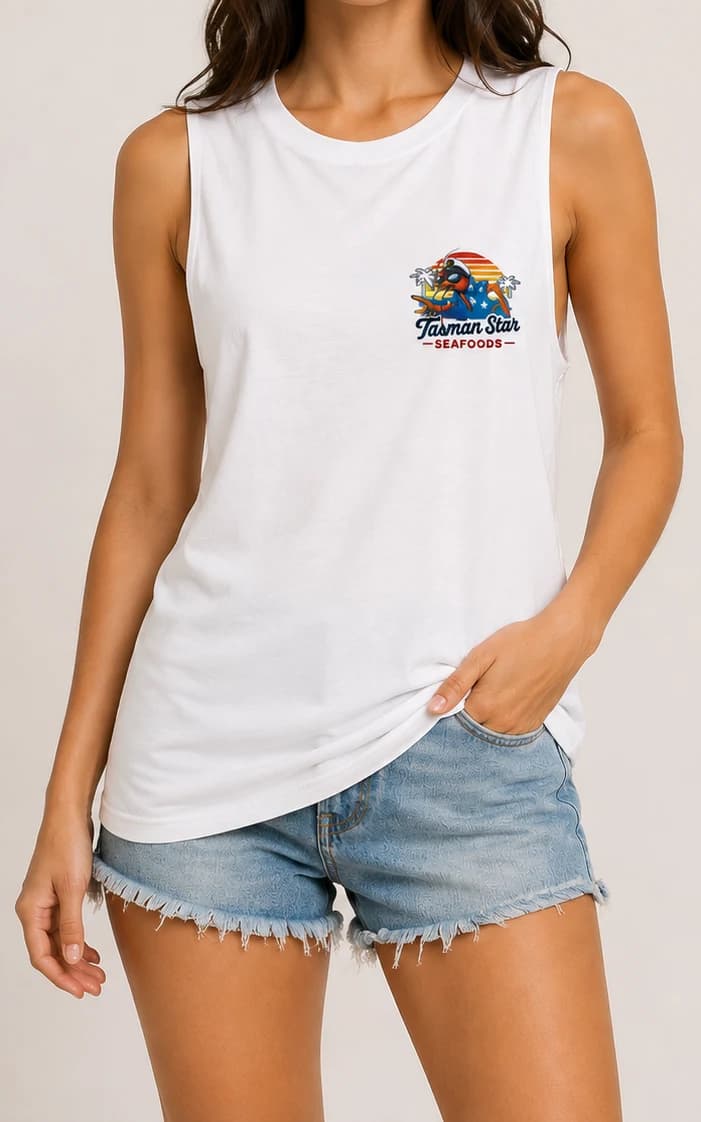 Tasman Star Singlet, White, product photo 4