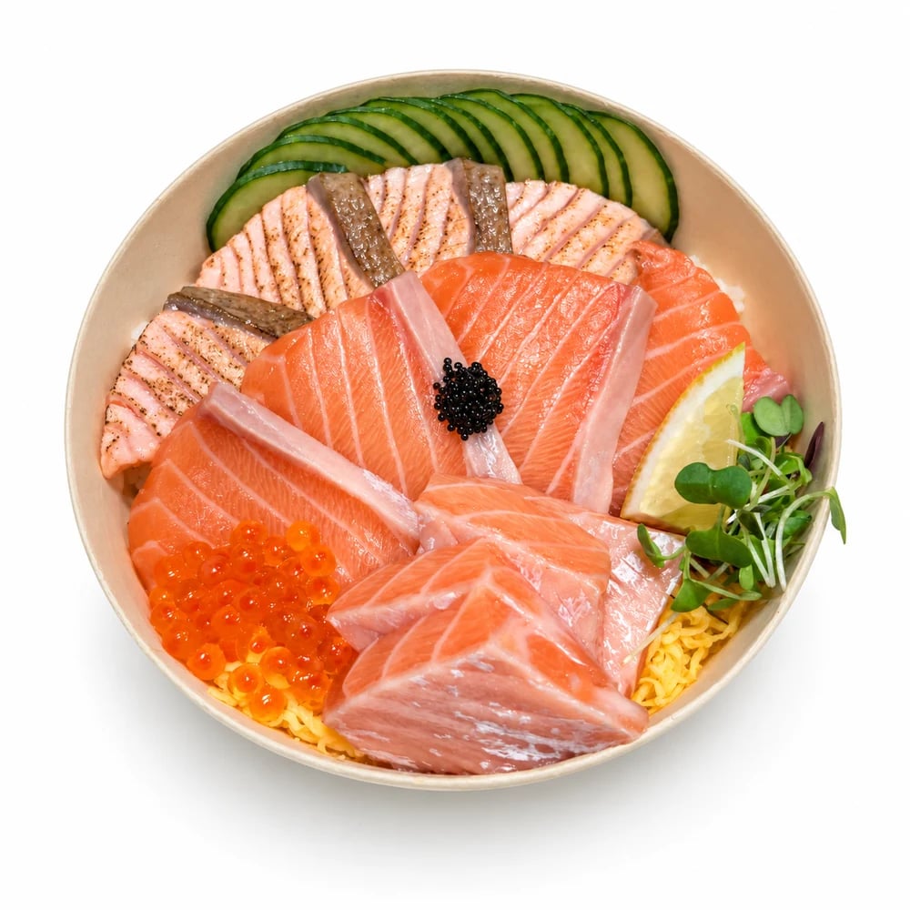Salmon Paradise Don (Salmon Lovers Rice Bowl), fresh Rice Bowl from Tasman Star Seafood, Gold Coast