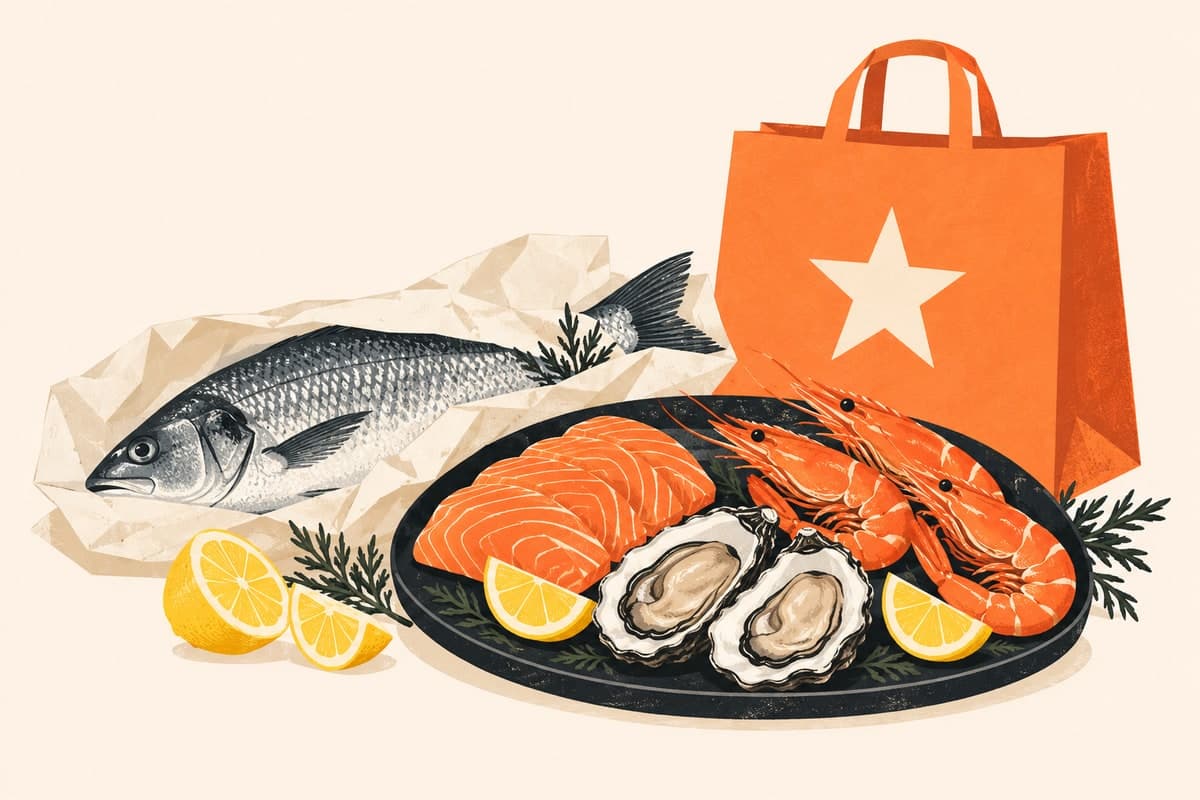 An illustrated Tasman Star seafood spread